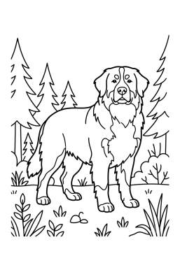 Dibujo para colorear Boyero de Berna majestuoso en el bosque