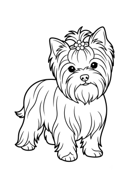 Dibujo para colorear Pequeño Yorkshire Terrier con una horquilla