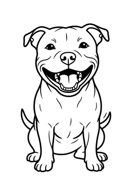 Dibujo para colorear Staffie con una gran sonrisa
