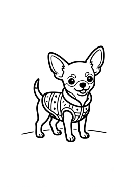 Dibujo para colorear Chihuahueño diminuto y elegante con abrigo pequeño