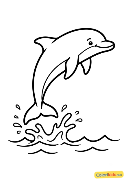 Ausmalbild zum Ausdrucken: delfin springt aus dem Wasser