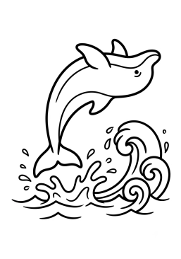 Dibujo para colorear Delfín haciendo acrobacias en las olas