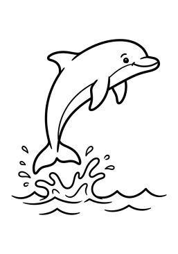 Dibujo para colorear Delfín saltando fuera del agua