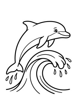 Dibujo para colorear Delfín saltando sobre una ola alta