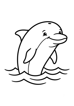 Dibujo para colorear Delfín sonriendo en la superficie