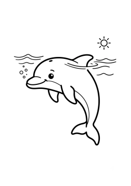 Dibujo para colorear Delfín nadando en un mar en calma