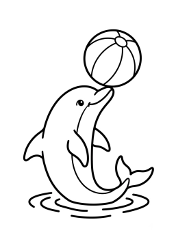 Dibujo para colorear Delfín con una pelota de playa