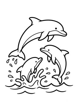Dibujo para colorear Grupo de delfines jugando en el océano