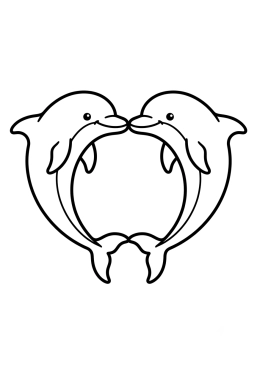 Dibujo para colorear Dos delfines formando un corazón
