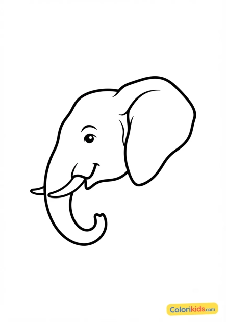 Coloriage à imprimer : tête d'éléphant de profil avec ses grandes oreilles