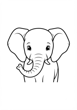 Voir le coloriage Éléphant curieux regardant l'objectif