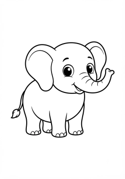 Voir le coloriage Éléphant mignon de dessin animé avec de grands yeux