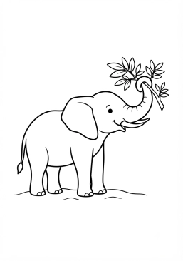 Voir le coloriage Éléphant se nourrissant de feuilles d'acacia