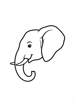 Voir le coloriage Tête d'éléphant de profil avec ses grandes oreilles