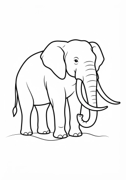 Voir le coloriage Éléphant magnifique avec de longues défenses