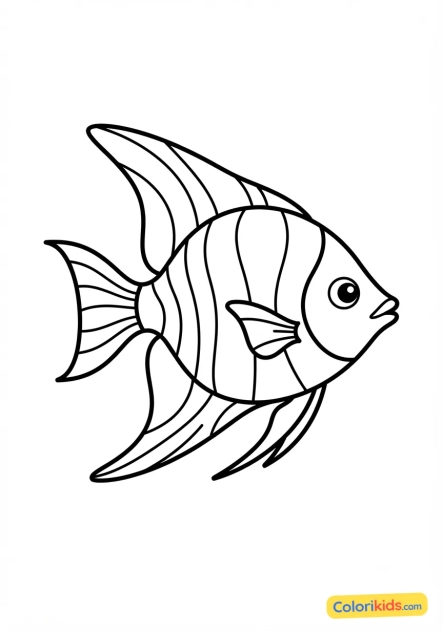 Coloriage à imprimer : poisson-ange aux couleurs éclatantes