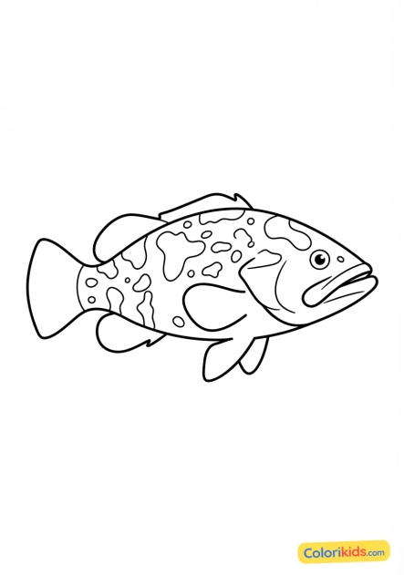 Coloriage à imprimer : mérou géant des récifs coralliens