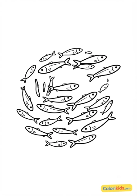 Coloriage à imprimer : anchois et sardines scintillants