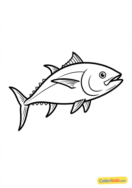 Coloriage à imprimer : grand thon rouge puissant en pleine mer