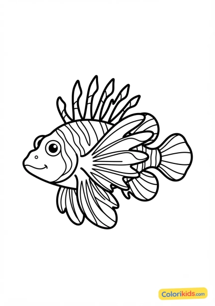 Coloriage à imprimer : poisson-lion venimeux nageant avec grâce