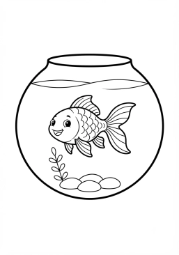 Voir le coloriage Poisson rouge classique dans son bocal