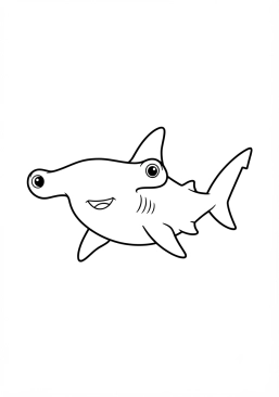 Voir le coloriage Bébé requin-marteau curieux