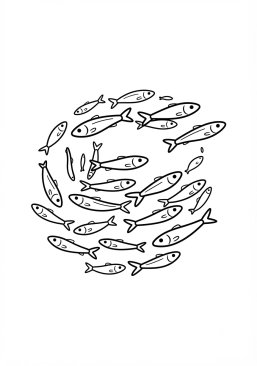 Voir le coloriage Anchois et sardines scintillants