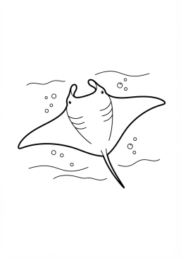 Voir le coloriage Majestueuse raie manta glissant dans l'eau