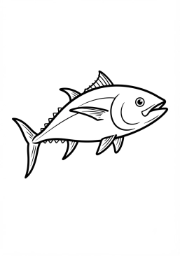 Voir le coloriage Grand thon rouge puissant en pleine mer