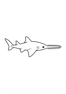 Voir le coloriage Poisson-scie avec son long rostre denté