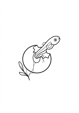 Voir le coloriage Alevin minuscule sortant de son oeuf
