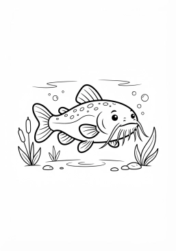 Voir le coloriage Poisson-chat moustachu dans l'eau douce