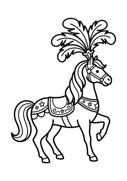 Dibujo para colorear Caballo de circo con penacho