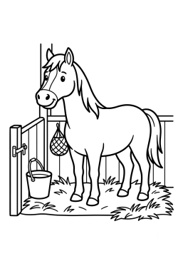 Dibujo para colorear Caballo en su cómodo establo