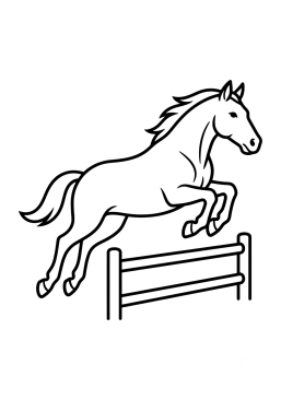 Dibujo para colorear Caballo saltando por encima de una cerca