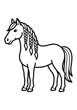 Dibujo para colorear Caballo con trenzas en la crin