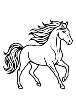 Dibujo para colorear Caballo majestuoso con crin al viento