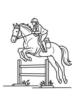 Dibujo para colorear Jinete saltando un obstáculo