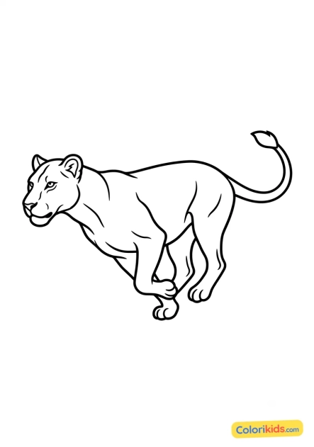 Ausmalbild zum Ausdrucken: löwin jagt elegant