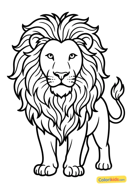 Desenho para colorir para imprimir: leão majestoso com uma grande juba