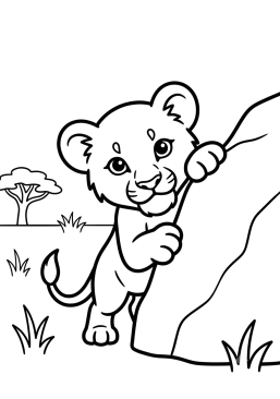 Dibujo para colorear Cachorro de león jugando a las escondidas
