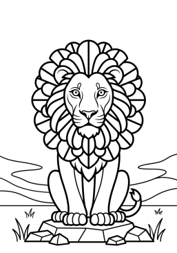 Dibujo para colorear León observando el horizonte