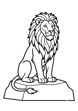 Dibujo para colorear León sentado en una roca