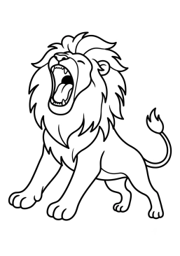 Dibujo para colorear León bostezando ampliamente
