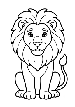 Dibujo para colorear León majestuoso con una mirada tierna