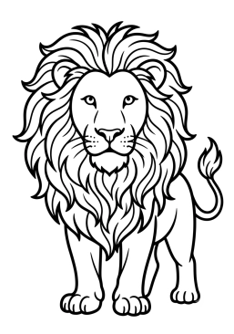 Dibujo para colorear León majestuoso con una gran melena