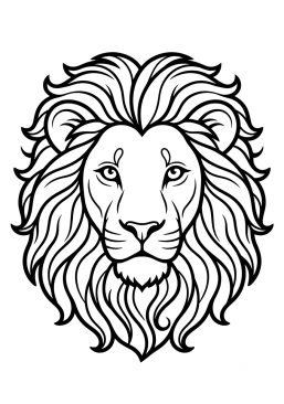 Dibujo para colorear Retrato de un león con detalles en la melena