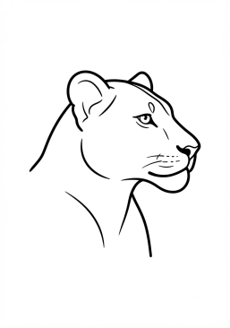 Dibujo para colorear Retrato de perfil de una leona