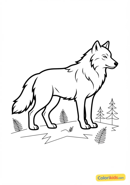 Coloriage à imprimer : loup noir mystérieux des forêts