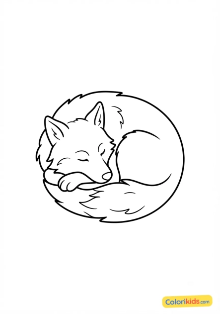 Coloriage à imprimer : loup au repos blotti en boule